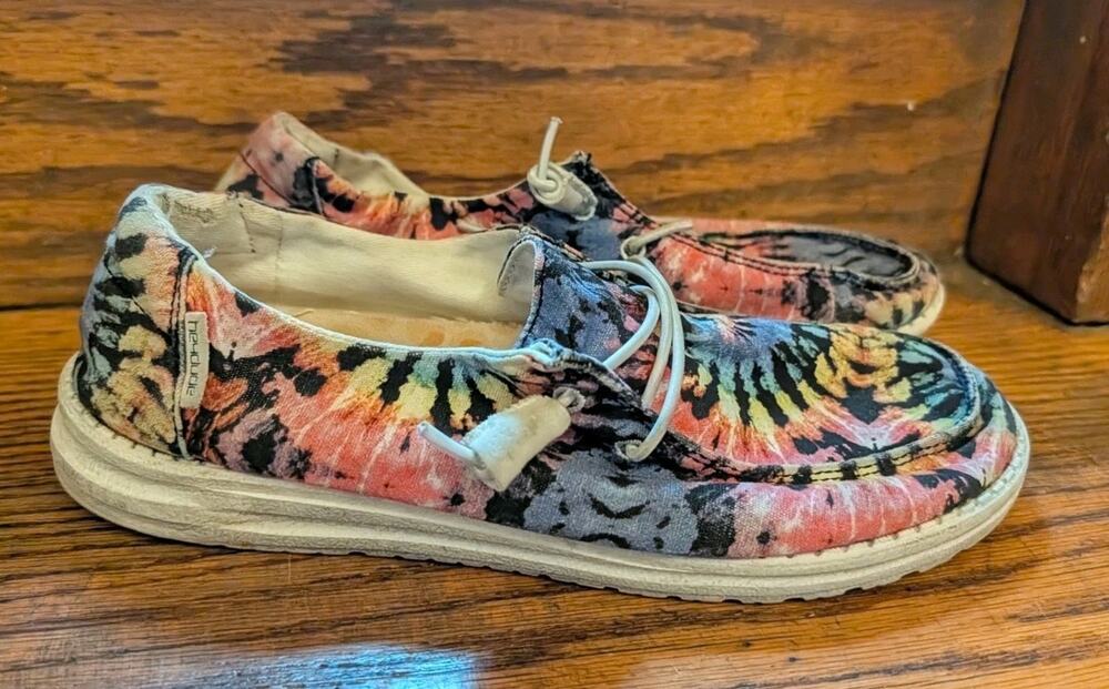 Hey Dude Shoes Womens 8 Multicolor Wendy Boho Mandala Tie Dye Slip-On